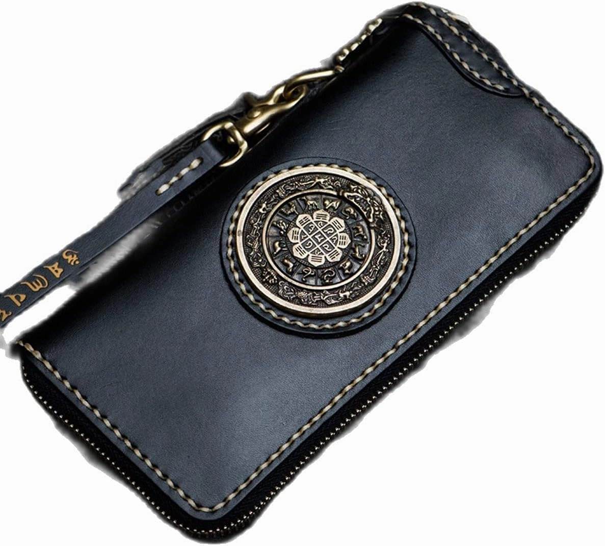 antiquity First layer cowhide Zip Around Wallet Zipper Clutch Purse Coin Card Slots Collection wallet for men and women(C)