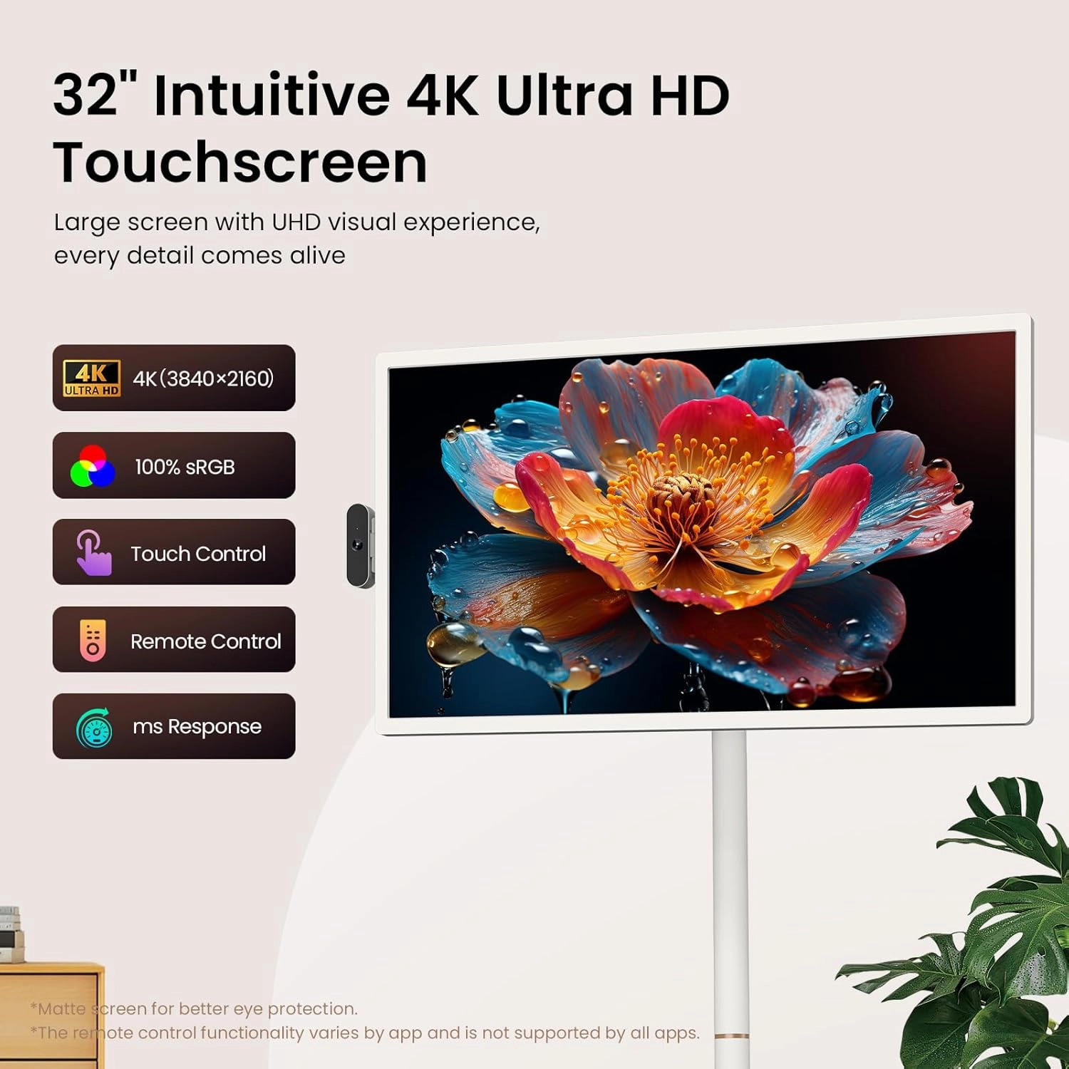 ApoloSign 32'' UHD 4K Smart Portable TV 2nd Gen, 16(8 8) GB RAM 256GB, Android 14, EDLA-Certified, Digital Calendar & Chore Chart, Built-in 9300mAh Battery, Full Swivel Rotation, Voice Remote Control