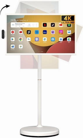 ApoloSign 32'' UHD 4K Smart Portable TV 2nd Gen, 16(8 8) GB RAM 256GB, Android 14, EDLA-Certified, Digital Calendar & Chore Chart, Built-in 9300mAh Battery, Full Swivel Rotation, Voice Remote Control
