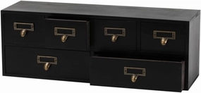 Apothecary Drawers Wooden Storage Box with 6 Drawers Vintage Wooden Drawers Wood Desktop Organizer with Drawers Countertop Drawers Library Card Catalog Cabinet Apothecary Cabinet （BLACK）