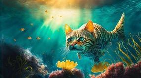 Aquarium Blue Cat 1000 Piece Colorful Artwork Unique Birthday Present Educational Gift Home Decor Puzzle Entertainment Toys Intellectual Game