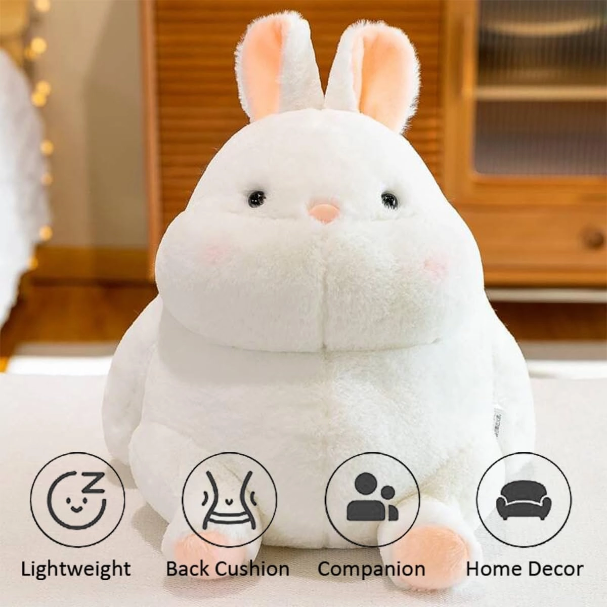 ARELUX Cute Bunny Plush Stuffed Animals Pillow:Soft Rabbit Plushie Toys Fat Hugging Plush Dolls Bedtime Kawaii Sleeping Plushie Home Decor Gifts for Girls Boys Kids Friend Birthday Christmas 10in