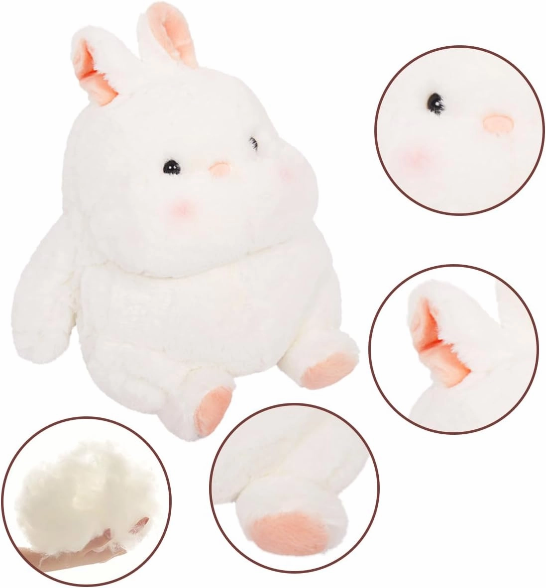 ARELUX Cute Bunny Plush Stuffed Animals Pillow:Soft Rabbit Plushie Toys Fat Hugging Plush Dolls Bedtime Kawaii Sleeping Plushie Home Decor Gifts for Girls Boys Kids Friend Birthday Christmas 10in
