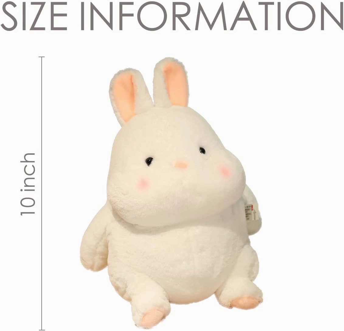 ARELUX Cute Bunny Plush Stuffed Animals Pillow:Soft Rabbit Plushie Toys Fat Hugging Plush Dolls Bedtime Kawaii Sleeping Plushie Home Decor Gifts for Girls Boys Kids Friend Birthday Christmas 10in
