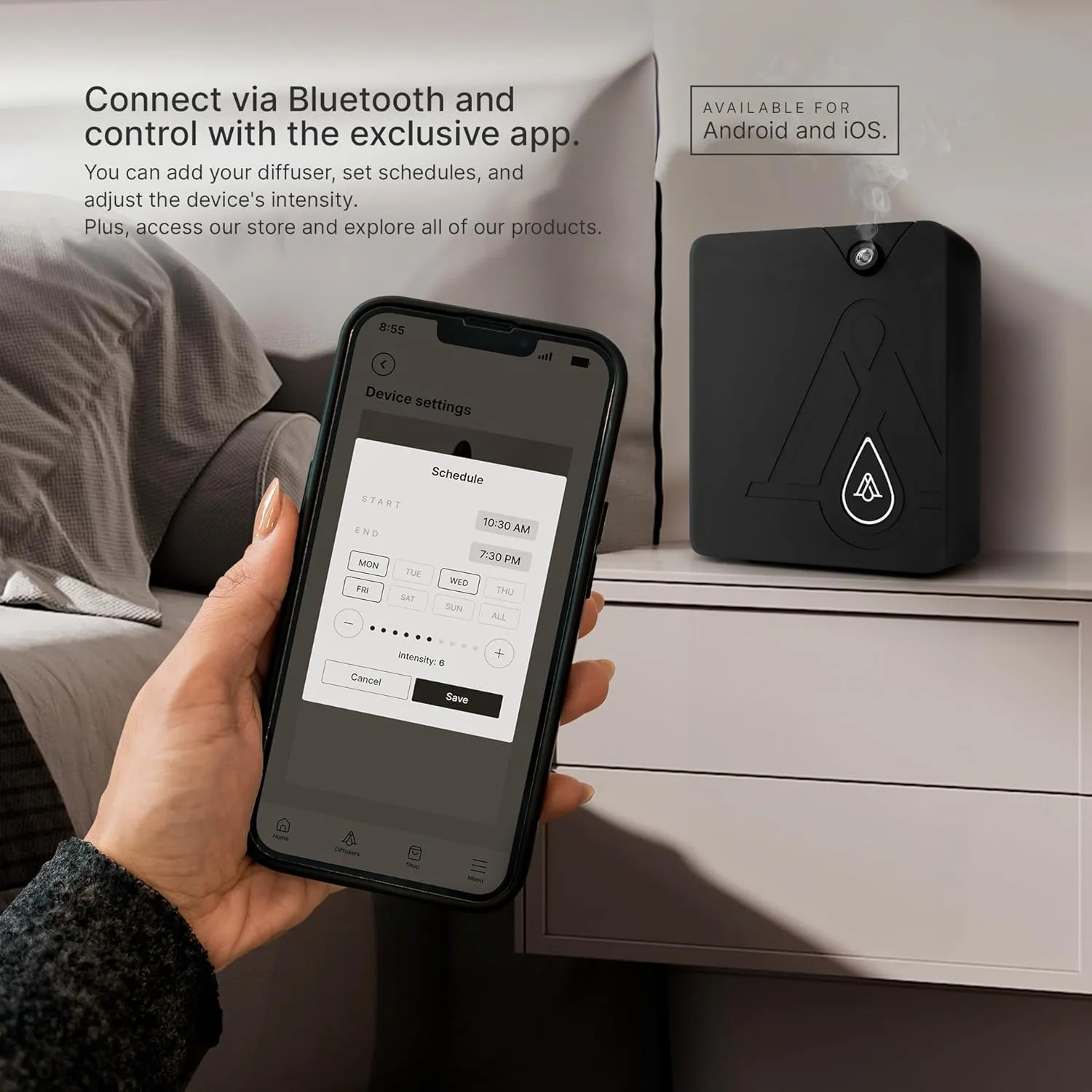 AromaPlan Smart Scent Air Machine for Home, Hotel, Spa, Office– waterless Diffuser, Cold Air Diffuser Technology- Hotel Collection, Whole House, Black
