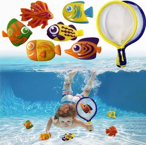 ArtCreativity Fishing Net Catch Game Set - Pool Toys for Kids Comes with 2 Fishing Net and 12 Colorful Fish Toys - Bathtub Toys for Boys and Girls - Summer Toys and Great Gift for Children