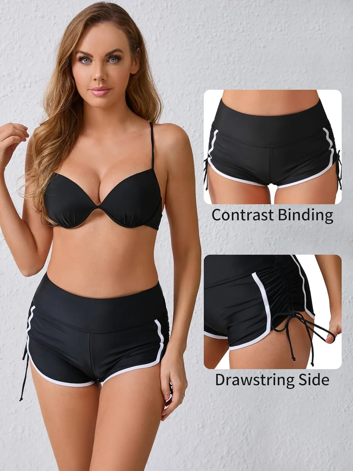 ATTRACO Women Swim Shorts High Waisted Swimsuit Shorts Swim Bottom Board Shorts