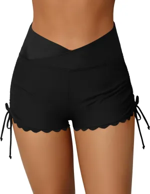 ATTRACO Women Swim Shorts High Waisted Swimsuit Shorts Swim Bottom Board Shorts