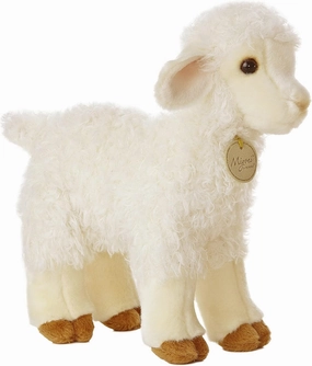 Aurora® Realistic Miyoni® Lovely Lamb Stuffed Animal - Lifelike Detail - Cherished Companionship - White 10 Inches