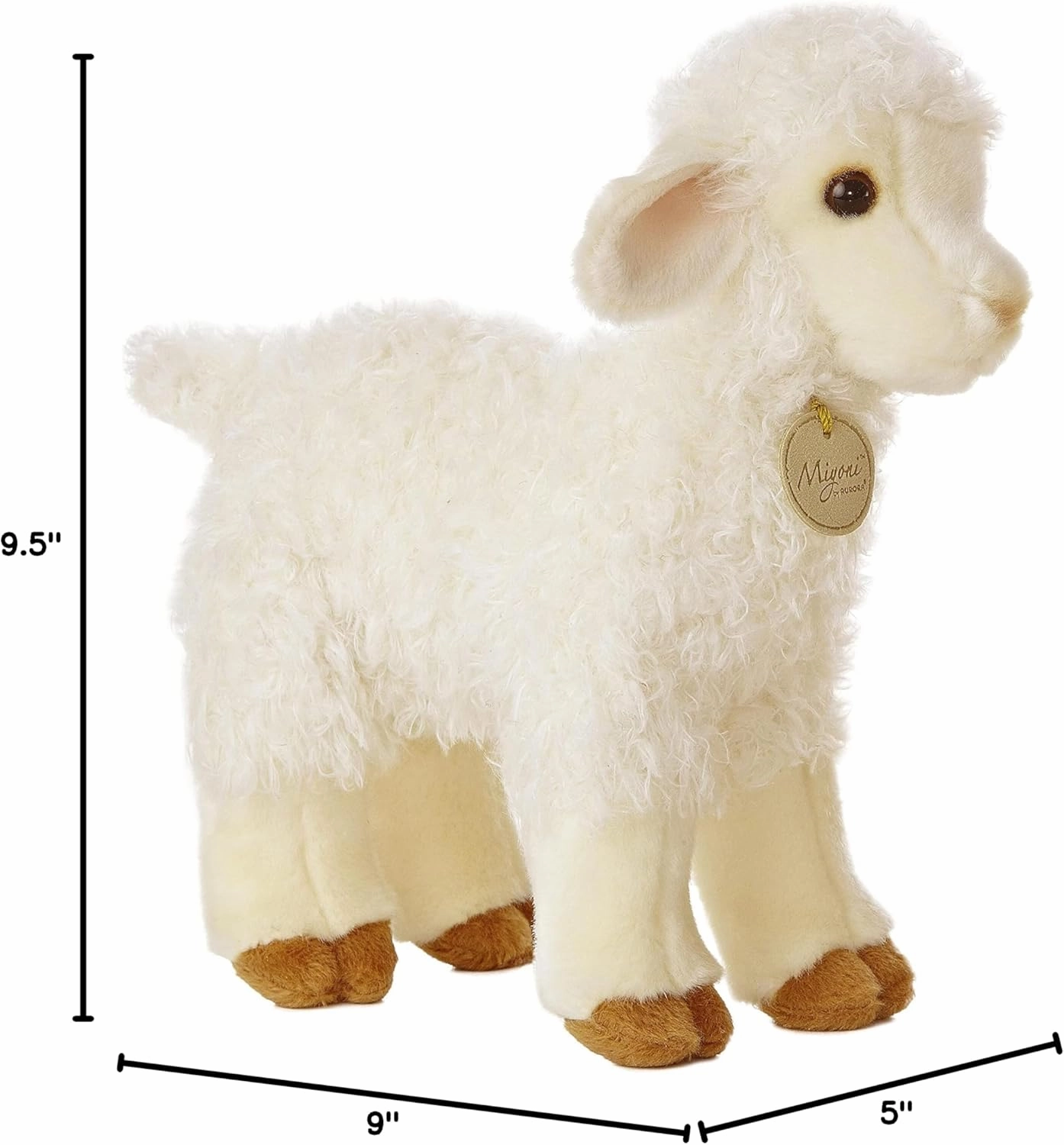 Aurora® Realistic Miyoni® Lovely Lamb Stuffed Animal - Lifelike Detail - Cherished Companionship - White 10 Inches