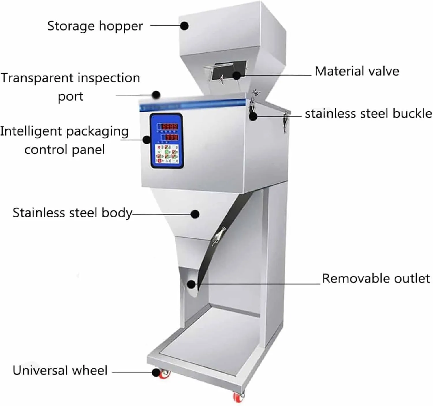 Automatic Dispensing Machine Quantitative Weighing Powder Rice Granule Dispenser Sugar Filling Machine 10-999g/10-1500g,Granule Bottle Pouch Filling Machine,w/Foot Pedal,10gto999g