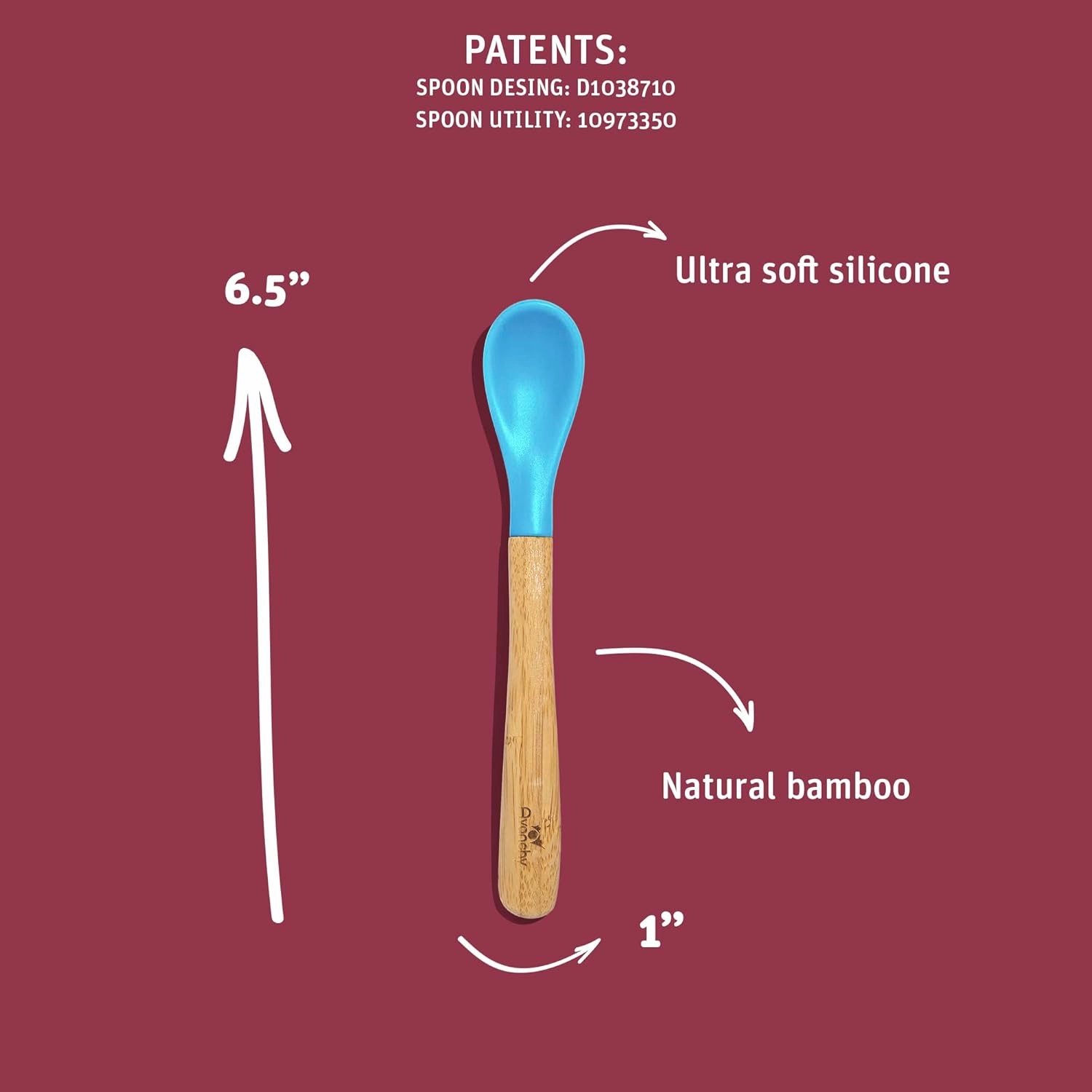 Avanchy Bamboo & Silicone Infant Training Spoons, BPA Free - Soft Tip, Easy on Gums, First Stage Feeding Utensils for Baby-Led Weaning, Self-Feeding, 5 Baby  5 Infant Spoons