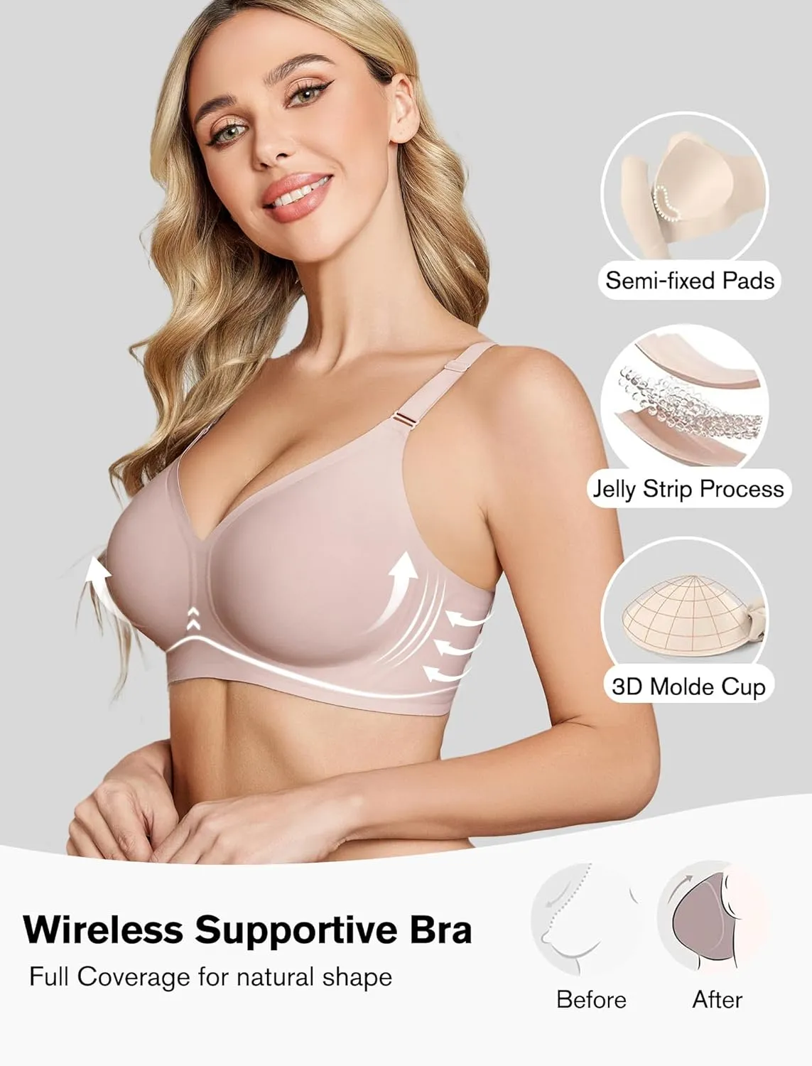 Avidlove Wireless Bras for Women Comfy Seamless Bra No Underwire Bras Full Coverage Bralettes Soft Comfortable Everyday Bra