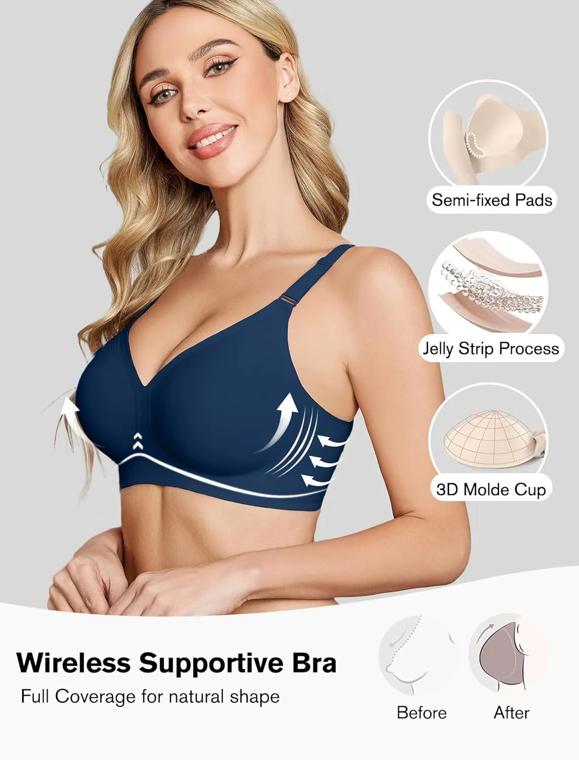 Avidlove Wireless Bras for Women Comfy Seamless Bra No Underwire Bras Full Coverage Bralettes Soft Comfortable Everyday Bra