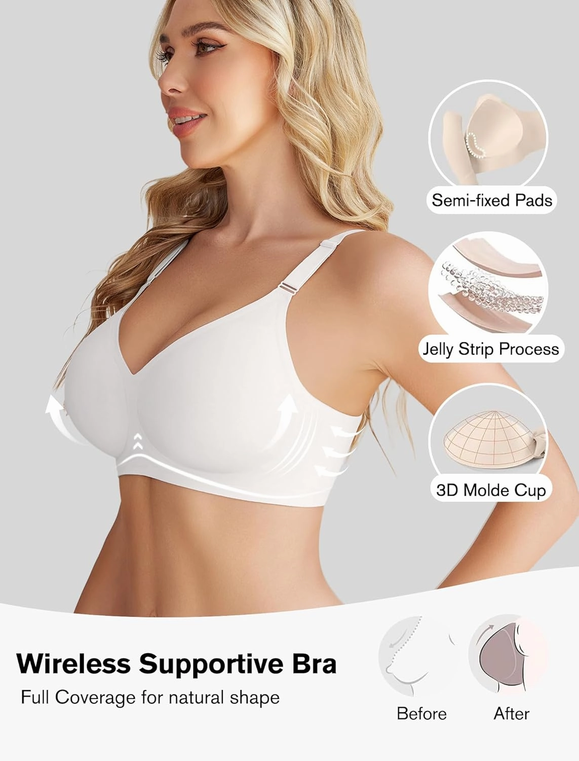 Avidlove Wireless Bras for Women Comfy Seamless Bra No Underwire Bras Full Coverage Bralettes Soft Comfortable Everyday Bra
