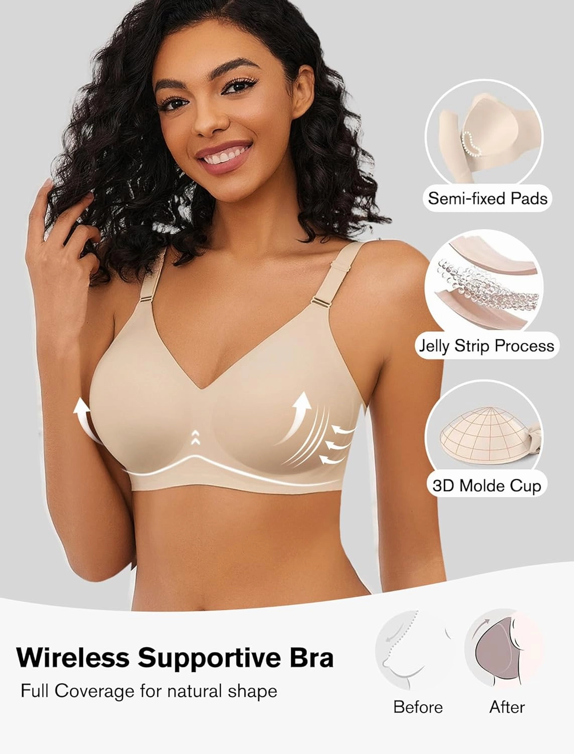 Avidlove Wireless Bras for Women Comfy Seamless Bra No Underwire Bras Full Coverage Bralettes Soft Comfortable Everyday Bra