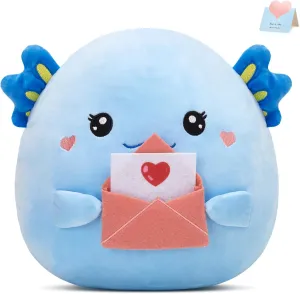 Axolotl Plush Stuffed Animals Original Love Letter Plushie Squishy Pillow Heart Gifts