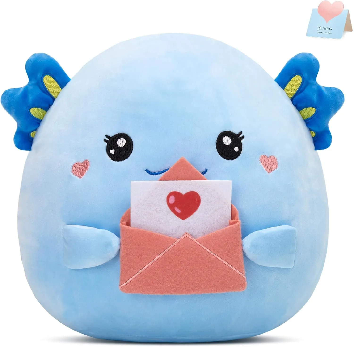 Axolotl Plush Stuffed Animals Original Love Letter Plushie Squishy Pillow Heart Gifts