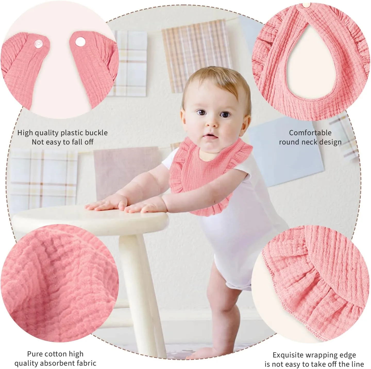 Baby Bibs Muslin Bibs 8 Pack for Drooling and Teething for Unisex Girls Boys