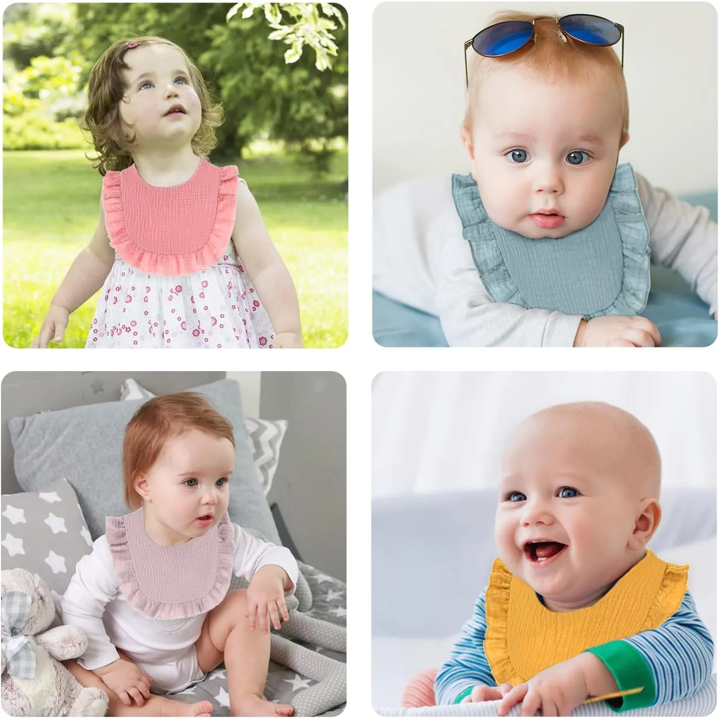 Baby Bibs Muslin Bibs 8 Pack for Drooling and Teething for Unisex Girls Boys