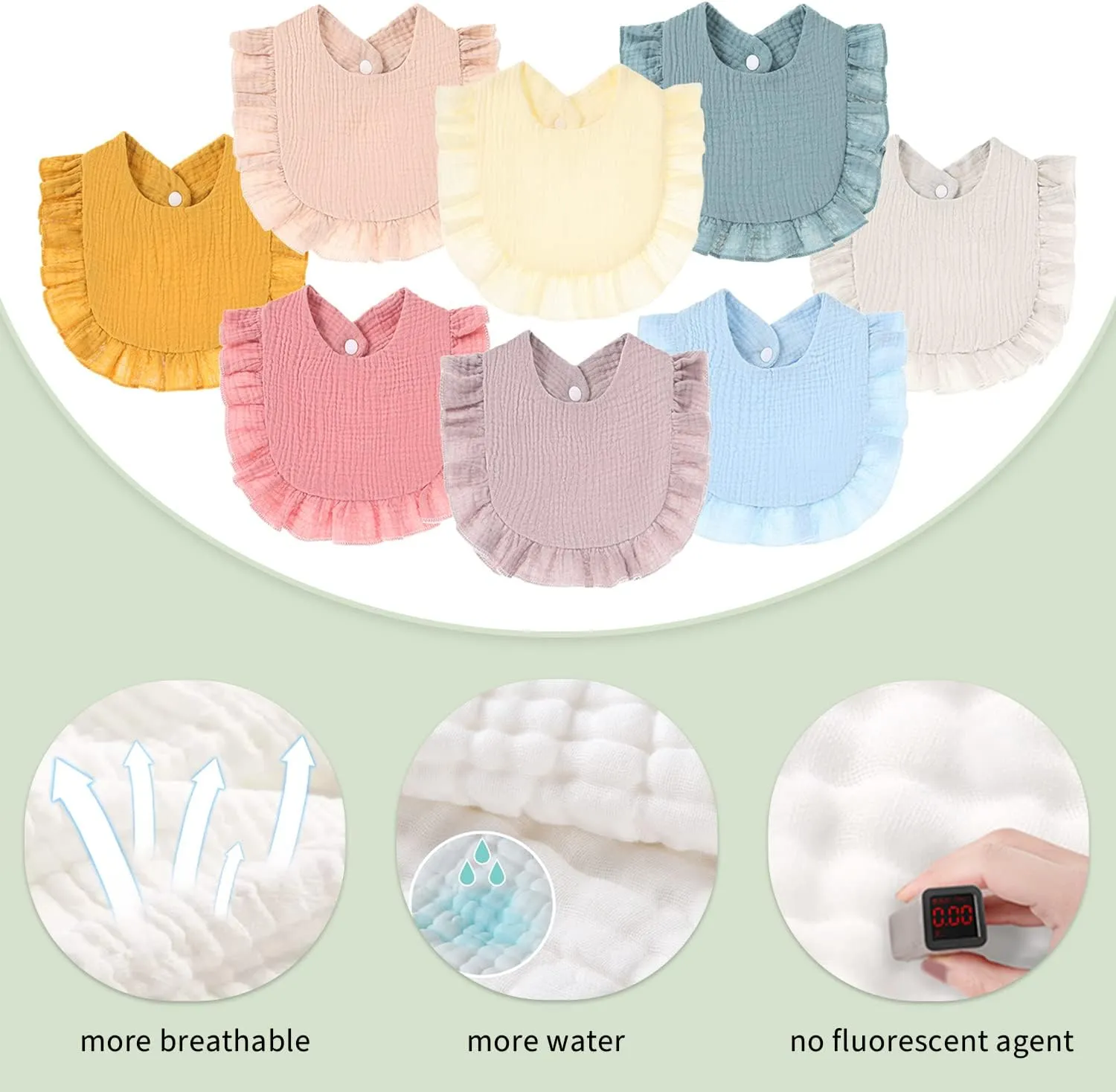 Baby Bibs Muslin Bibs 8 Pack for Drooling and Teething for Unisex Girls Boys