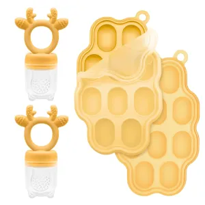Baby Fruit Feeder and Breastmilk Popsicle Molds for Teething Relief, BPA Free Silicone Baby Food Teether Feeder Pacifier & Mini Freezer Tray with lid Teething Toys (2 Pack)