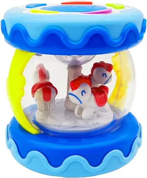 Baby Girl Toys 18  Months, Hand Drum Baby Rotating Musical Light Up Sensory Activity Toys Learning, Crawling Toys 2 3  Year Old Infant Girls Baby Gifts (Blue)