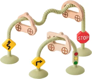 Baby High Chair Toys Suction Cup Toys for Babies 6-12 Months Montessori Sorting Toys (Olive)