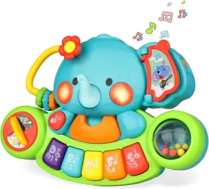 Baby Musical Toys for 3 6 9 12 18 Months Boys & Grils, Elephant Music Keyboard Piano Toy for Infant Kids Toddler 1 2 Year Old, Educational Light Up Toy with Fine Motor, Gift for Newborn Baby1