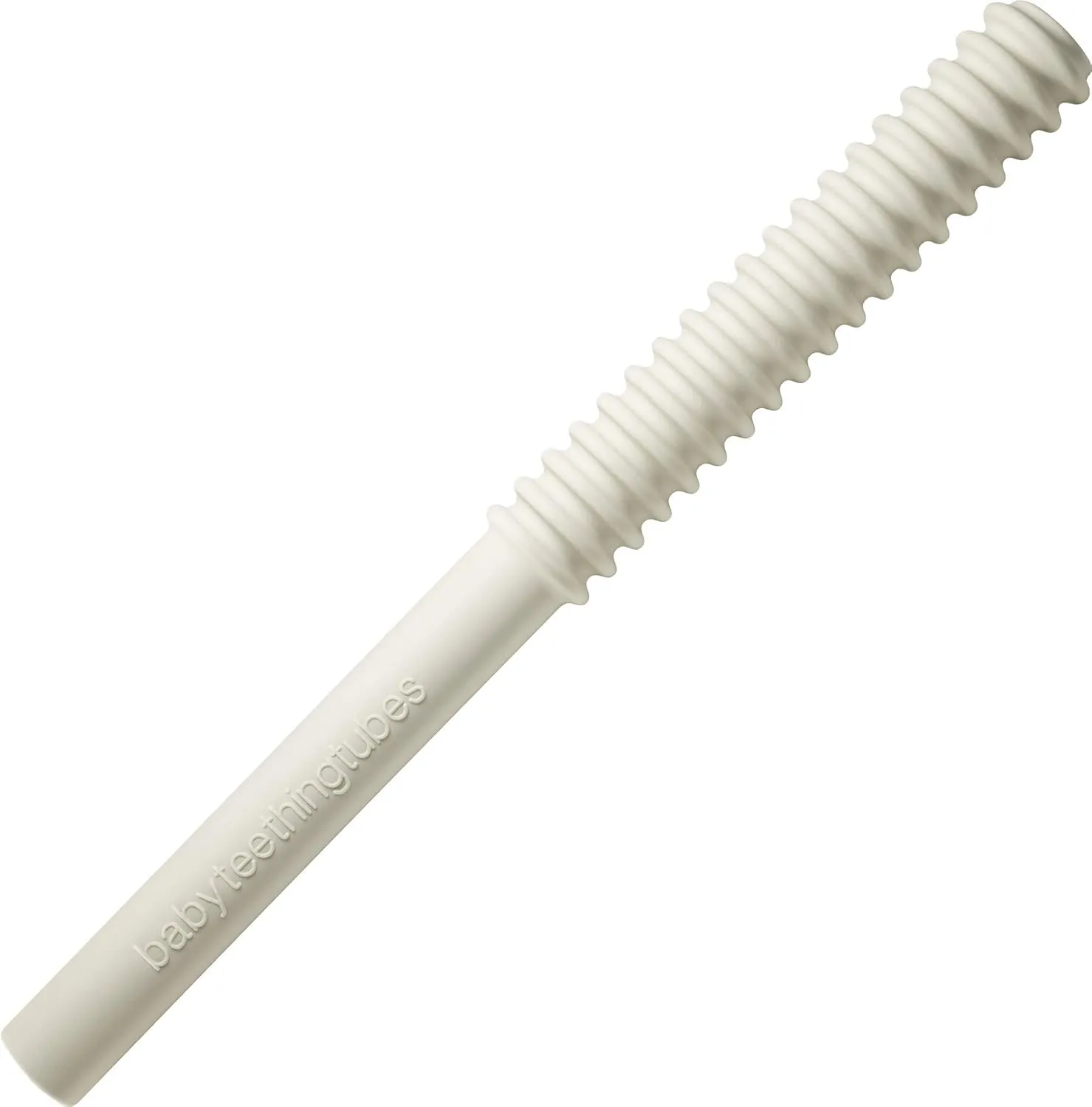 Baby Teething Tubes - Made in The USA Baby Teething Toys - Soft & Durable Infant Toys and Toddler Silicone Teether - 7 Inches, Ivory - Baby Must Haves for Teething Relief - Food Safe & Easy to Clean