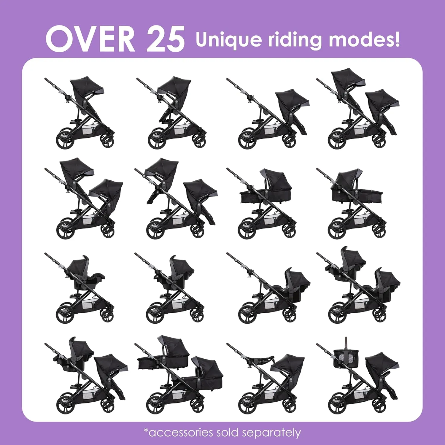 Baby Trend Morph Single to Double Modular Stroller, Dash Black