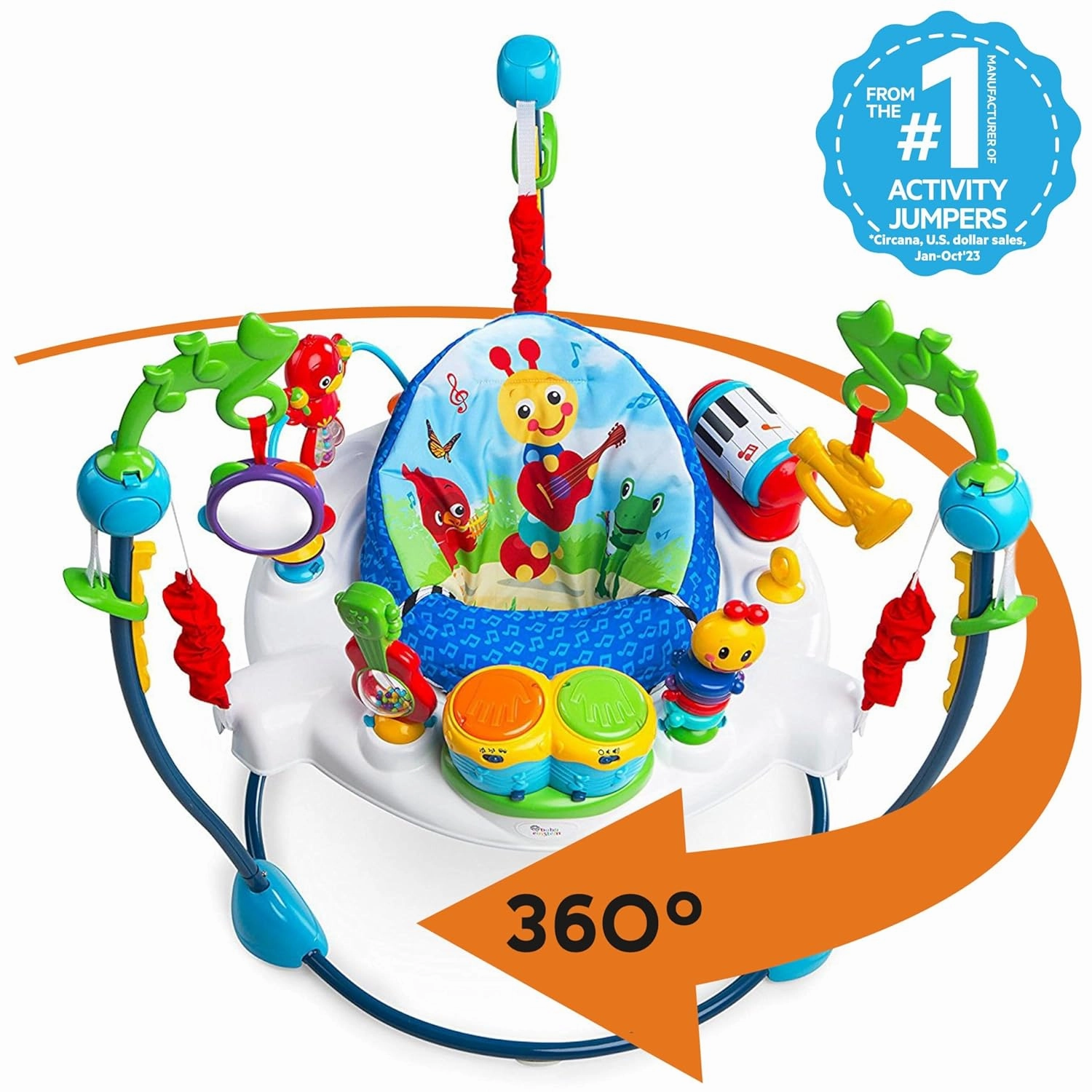 Baby Einstein Neighborhood Symphony Activity Jumper Infant Entertainer with Lights and Melodies, Age 6 months  , Max weight 25 lbs., Unisex
