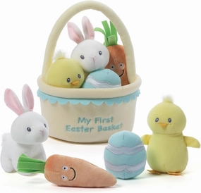 Baby GUND My First Easter Basket 5-Piece Plush Playset with Rattle, Squeaker & Crinkle Plush Toys, Sensory Toy for Babies & Newborns, 9”
