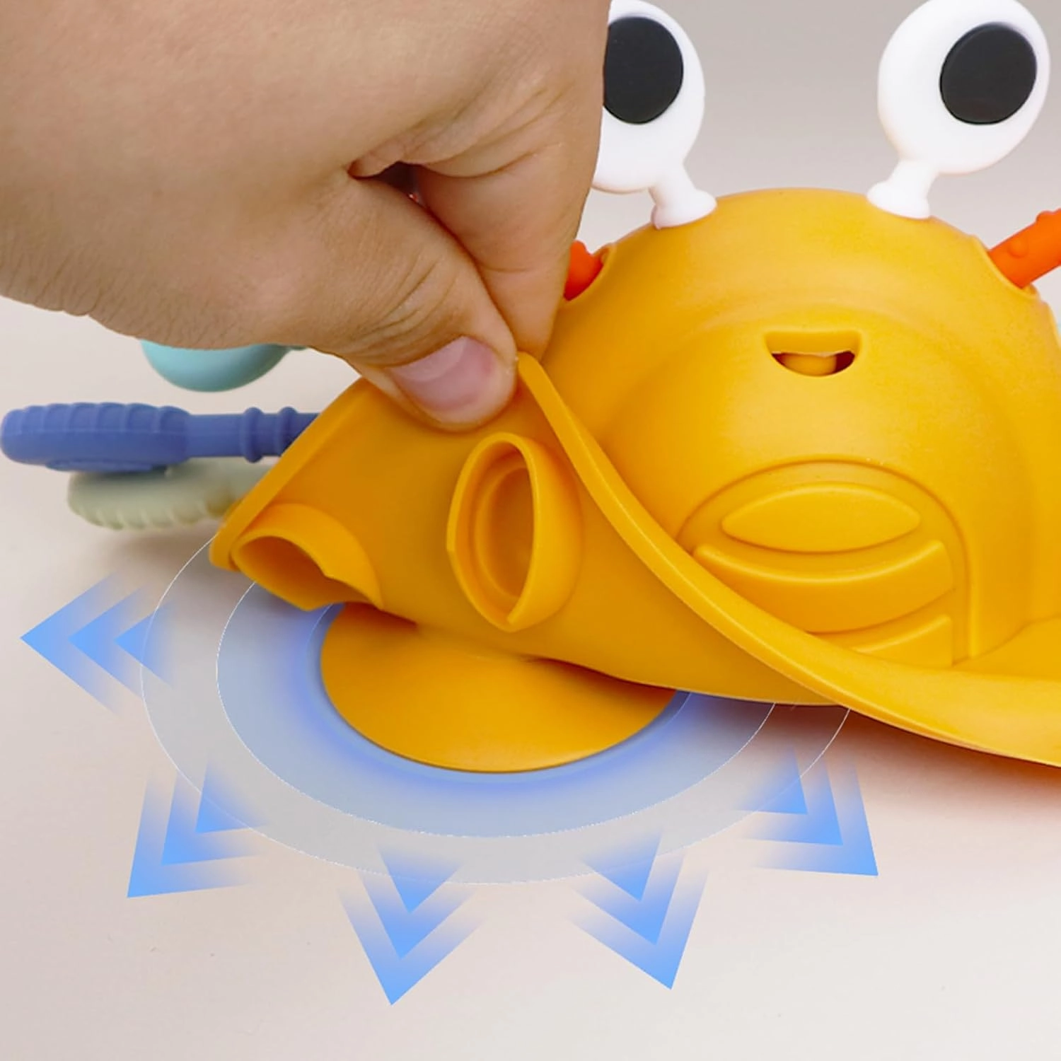 Baby Suction Toys High Chair Teething Toys - Baby Teething Chew Table Toys Silicone Teethers, Food Grade Silicon for 6 12 18 Months (YellowBlue)