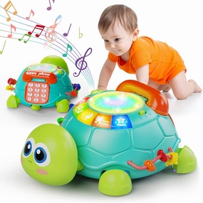 Baby Toys 6 to 12 Months, Tummy Time Toy for 12-18 Months, Musical Turtle Crawling Toys with Light & Sound, Birthday Gift Early Educational Toy for Baby Infant 6 7 8 9 10 Months 1 2 Year Old