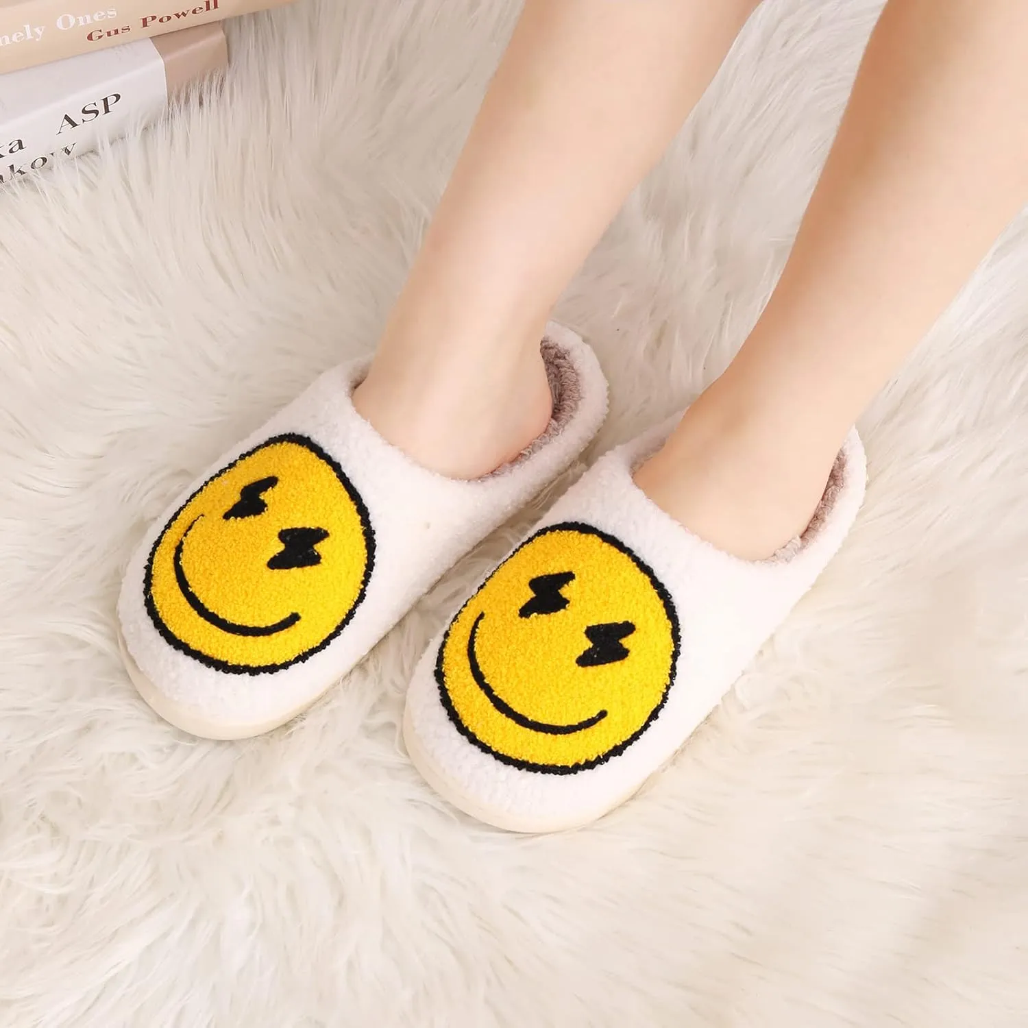 Bad Cute Bunny Slippers for Women Men Soft Fuzzy Slippers Warm Cozy Love Heart Slippers Plush Slip-On House Slippers