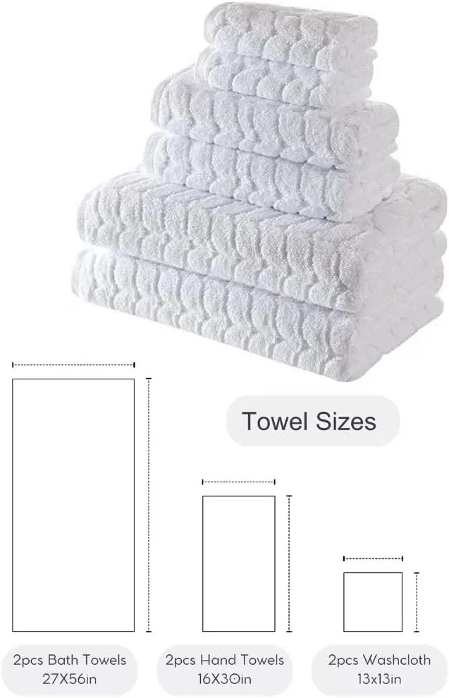 BAGNO MILANO 100% Turkish Cotton Jacquard Luxury Towel Set – Quick Dry Non-GMO Ultra-Soft, Plush and Absorbent Luxury Durable Turkish Towels Set (Grey, 6 pcs Towel Set)