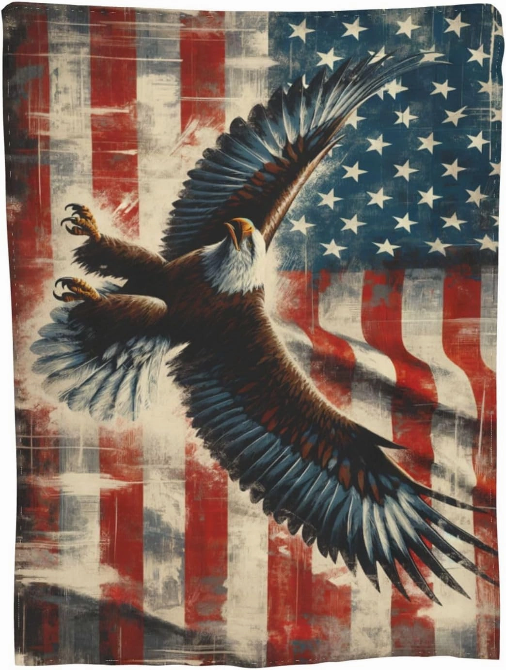 Bald Eagle American Flag Throw Blanket - Super Warm Soft Plush Lightweight Fleece Flannel - 50"X40" for Kids Adults