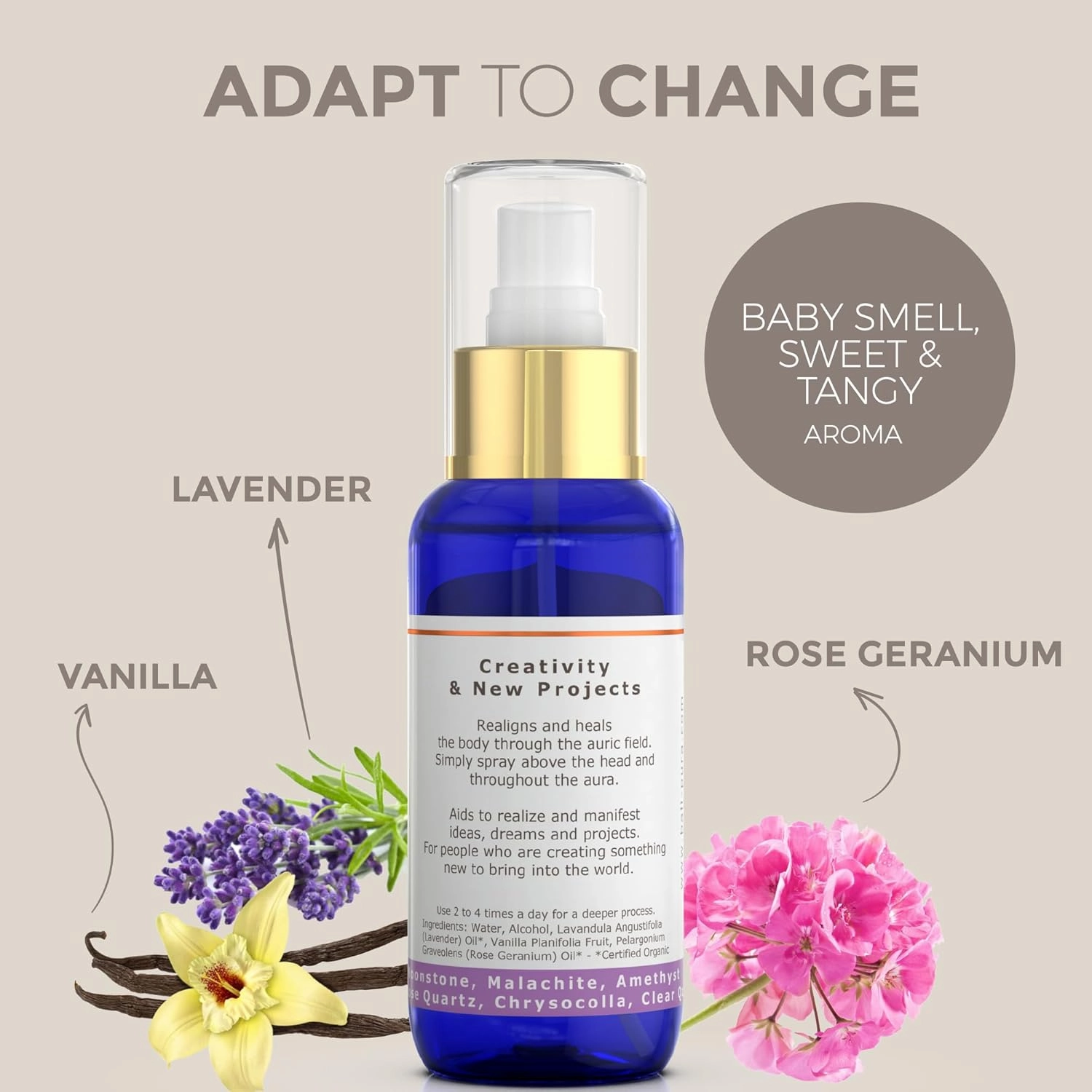 BALIPURA - Birthing Crystal Aura Spray - Sage, Jasmine & Vanilla Essential Oil Blend - Quartz and Amethyst Gemstones - Astra Aromatherapy Mist for Stress Relief, Deep Pillow and Lavender Sleep Spray