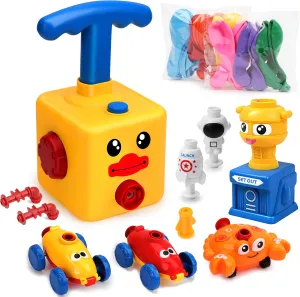 Balloon Launcher Car Toy Set,Balloon Powered Car for Kids Boys Girls 3  and Classroom,Party Supplies Balloon Pump,Balloon Power Car (Duck)