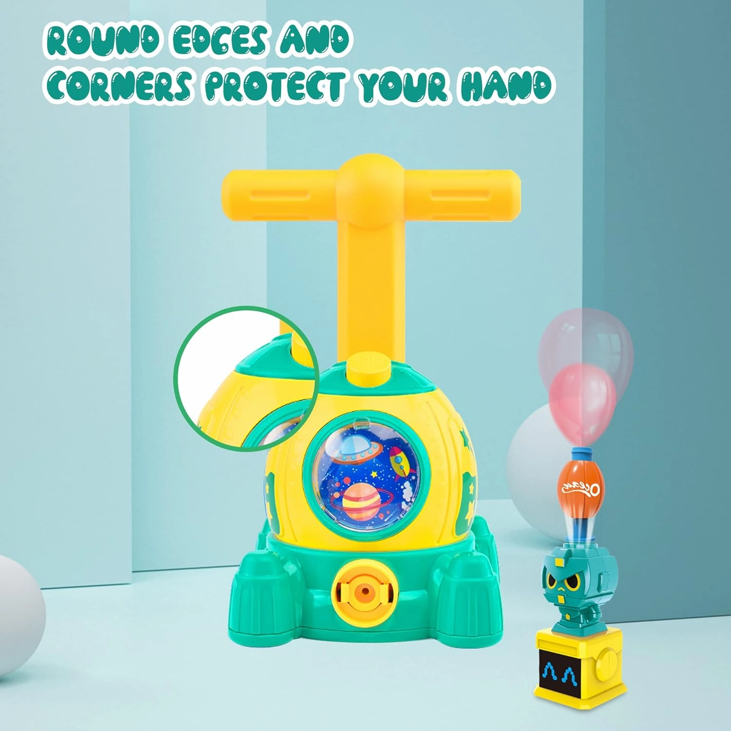 Balloon Powered Toy Car,Balloon Launcher Toy with 12 PCS Balloons and Car Launcher Tower,Rocket Balloons with Pump Party Supplies Birthday Christmas Gifts for Kids Ages 3-12(Rocket-Green)