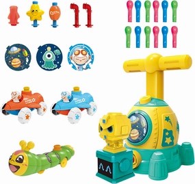 Balloon Powered Toy Car,Balloon Launcher Toy with 12 PCS Balloons and Car Launcher Tower,Rocket Balloons with Pump Party Supplies Birthday Christmas Gifts for Kids Ages 3-12(Rocket-Green)