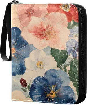 baseball cards binder card holder case with double sided removable sleeves collectors for 400 cards Chinese Style Foral Pattern Colorful
