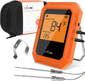 BBQ Meat Thermometer, Remote Cooking Thermometer, Digital Oven Thermometer with 6 Probe Port for Smoker Grilling (Carrying Case Included)