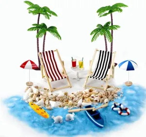 Beach Zen Garden Decor, Mini Desktop Sandbox Accessories, 16 Pcs Miniature Ornament Kits for DIY Garden and Plant Decoration