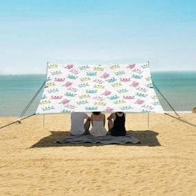 Beach Shade Tent with UPF50  UV Protection,Cute Colorful Crabs Lightweight Camping Sun Shelter for Outdoor,Camping Trips, Fishing, Backyard,Picnics,Easy Set Up and Carry 9x10.5 FT