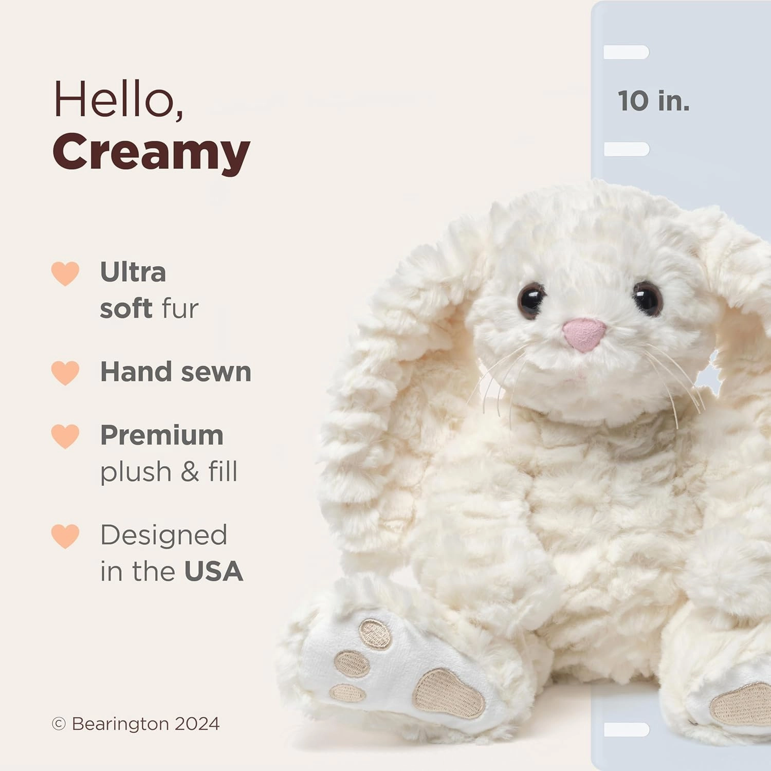 Bearington Collection Creamy The Easter Bunny Stuffed Animal, 10 Inch Plush Bunny
