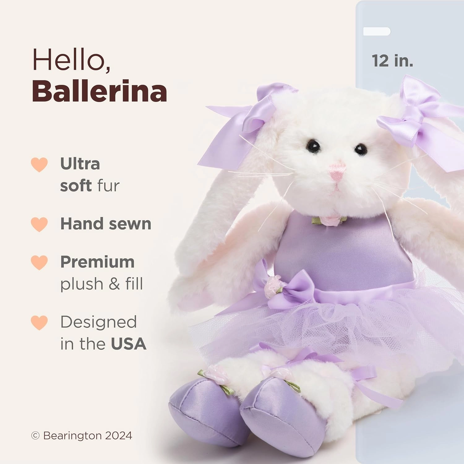 Bearington Collection Twirlina Ballerina Plush Stuffed Animal Bunny 12 - Bunny Stuffed Animal