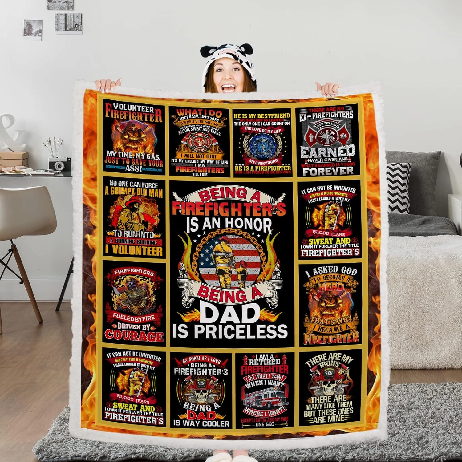 BEDMUST Firefighter Blanket for Men Kids Fireman Gifts Plush Baby Blankets for Boys Dad Husband Son Boyfriend Firefighters' Day Birthday Gift Idea Fire Truck Throw Blankets (60x80 inches)