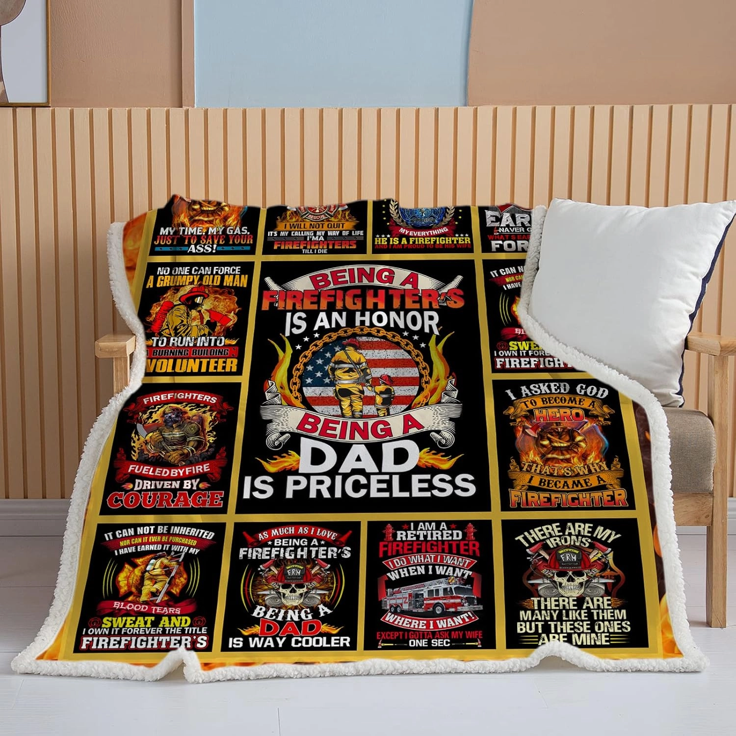 BEDMUST Firefighter Blanket for Men Kids Fireman Gifts Plush Baby Blankets for Boys Dad Husband Son Boyfriend Firefighters' Day Birthday Gift Idea Fire Truck Throw Blankets (60x80 inches)